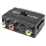  Переходник штекер SCART - 3 гнезда RCA + гнездо S-Video (4pin) с переключателем