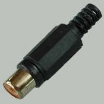 Гнездо RCA черное пластик,  на кабель