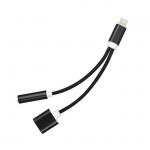 Шнур-переходник штекер Iphone 5 - гнездо USB C + гнездо 3,5