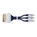Шнур Luxmann штекер Scart - 3 штекера RCA, металл, 1,5 метра, 407-102-9