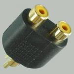 Переходник штекер RCA - 2 гнезда RCA, Gold