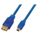 Шнур-переходник Luxmann гнездо USB A - штекер USB mini 5 pin, 0,3 метра, 460-021