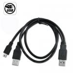 Шнур штекер mini USB - 2 штекера USB A 