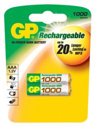 Аккумулятор R03 (ААА) GP 1000 мАч Ni-Mh, 2 в блистере