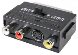  Переходник штекер SCART - 3 гнезда RCA + гнездо S-Video (4pin) с переключателем