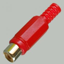 Гнездо RCA красное пластик, на кабель