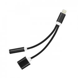 Шнур-переходник штекер Iphone 5 - гнездо USB C + гнездо 3,5