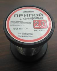 Припой ПОС-61, с канифолью, 2,0 мм, 100г