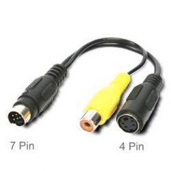 Шнур-переходник штекер S-Video (7 pin) - гнездо S-Video (4 pin) + гнездо RCA