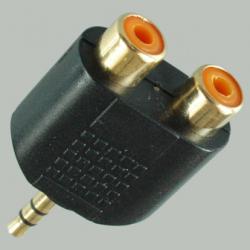 Переходник штекер 3.5 стерео - 2 гнезда RCA, Gold