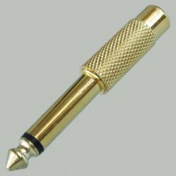Переходник штекер 6.35 моно - гнездо RCA, металл, GOLD 