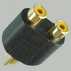 Переходник штекер RCA - 2 гнезда RCA, Gold